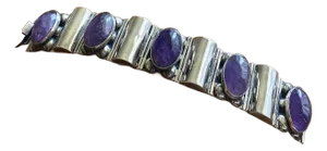 Amethyst + Sterling Silver Link Bracelet