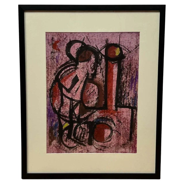Pink Pink Semi-Abstract Watercolour Still-Life by French Painter France Cami For Sale - Image 8 of 8