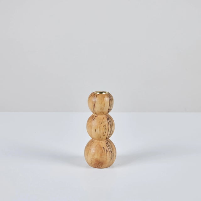 Wood Hand Turned Spalted Birch Bubble Candlestick Holder by Evan Segota For Sale - Image 7 of 12
