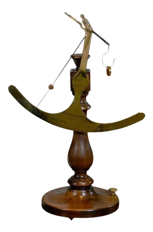 19th Century French Brass Fabric Scale on Wooden Base