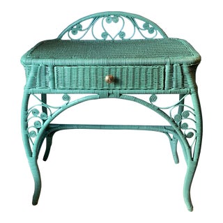 1930s Victorian Wicker Vanity Desk For Sale