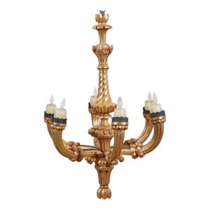18th C Style Paul Ferrante Celestial Yellow Gold Giltwood Chandelier