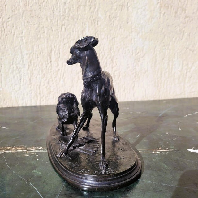 P J Mêne, Greyhound and King Charles Spaniel, Bronze, 19th Century For Sale - Image 3 of 14