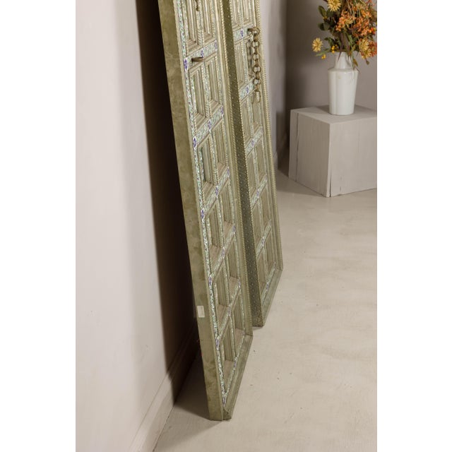 Pair of Antique Indian Decorative Panels with Painted Tin Insets For Sale - Image 15 of 18