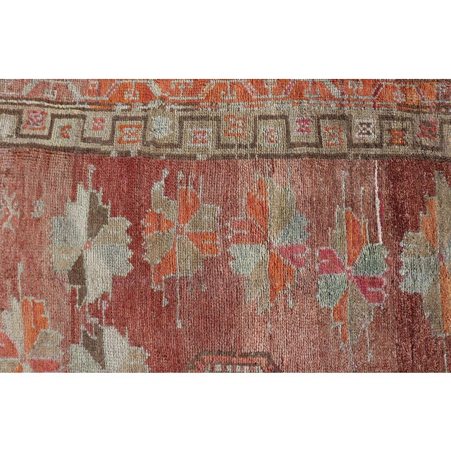 Long Rug, Vintage Turkish Gallery Rug With Tribal Design in Variegated Red 7'9 X 14'7 For Sale In Atlanta - Image 6 of 11