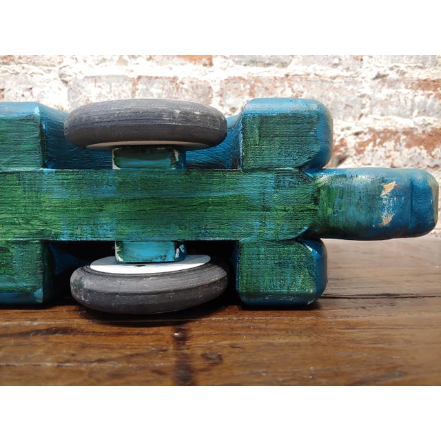 Frank Romero -Blue Chevy Car of Love -Oil Painted Sculpture For Sale - Image 11 of 12