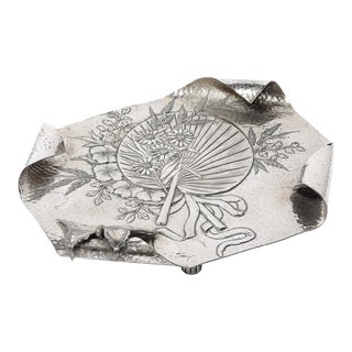 Aesthetic Movement Hand-Hammered Silver Plated Butterfly Tray by James Tufts For Sale