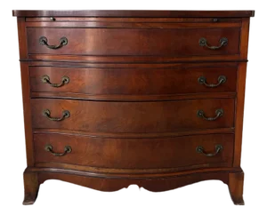Vintage Georgian Style Mahogany Serpentine Chest of Drawers With Writing Brush Slide