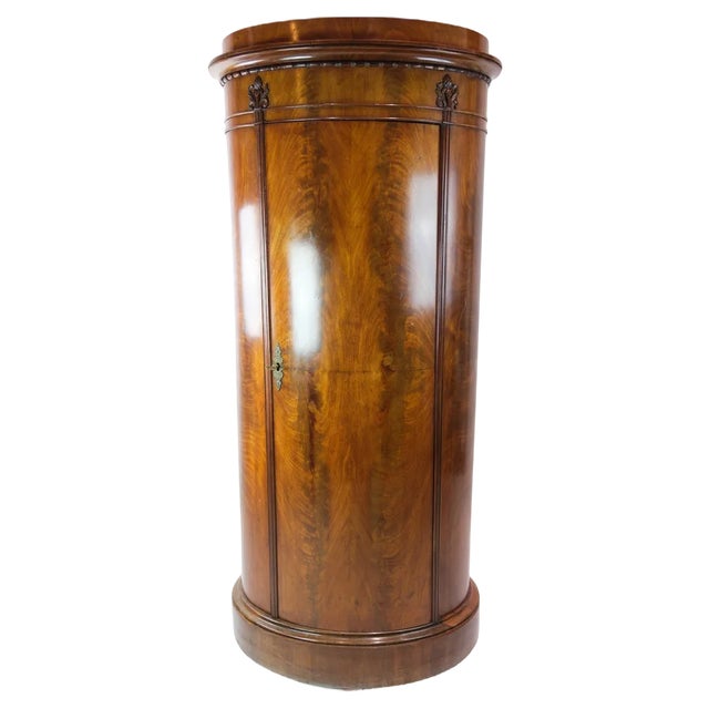 Pedestal Cabinet in Carved Mahogany, 1840s For Sale