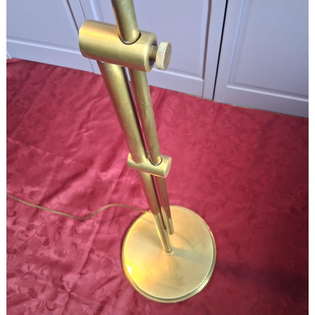 Brass C 1970 Frederick Cooper Brass Bankers Style Adjustable Floor Lamp For Sale - Image 8 of 9