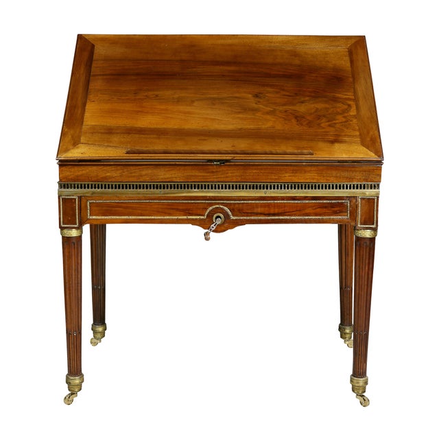 Wood Louis XVI Walnut Architects Table a La Tronchin For Sale - Image 7 of 13