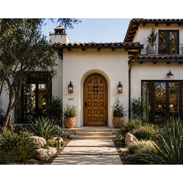 Spanish Handcrafted Solid Wood Rustic Arched Door – Custom Spanish Colonial Design Made to Order For Sale - Image 3 of 17