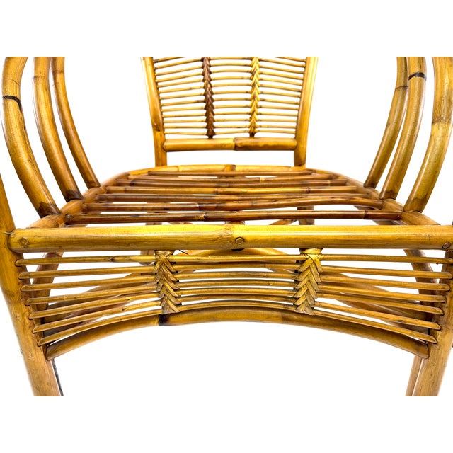 Vintage Bent Bamboo & Rattan Lounge Chair in the Style of Franco Albini For Sale - Image 10 of 13