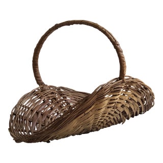 Vintage French-Style Flower Gathering Basket For Sale