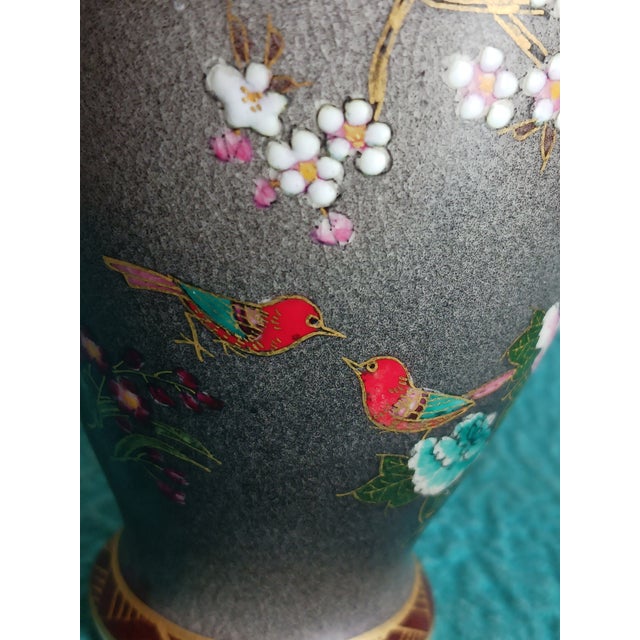 Early 20th Century Late Meiji Era Japanese Satsuma Vase Birds and Blossoms For Sale - Image 5 of 8