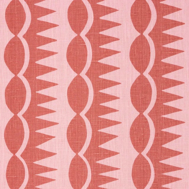 Abstract Schumacher x Drusus Tabor Dagger Stripe Fabric in Red on Pink For Sale - Image 3 of 4