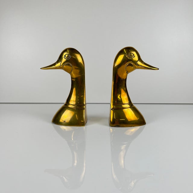1970s Brass Bookends in the shape of a Ducks Head, 1970, Set of 2 For Sale - Image 5 of 11