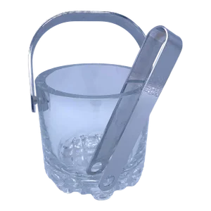 1970's Orrefors Glass Barware 'Erik' Ice Bucket and Tongs Designed by Olle Alberius