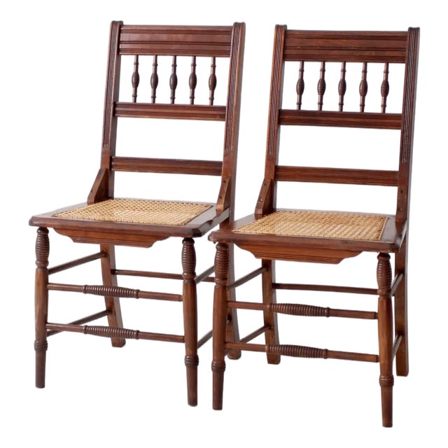 Antique Eastlake Side Chairs With Cane Seats Pair For Sale
