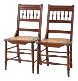 Antique Eastlake Side Chairs With Cane Seats Pair