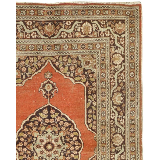 1900 - 1909 Antique Circa 1900 Terracotta Tabriz Area Rug 4ft 2in X 5ft 11in For Sale - Image 5 of 8