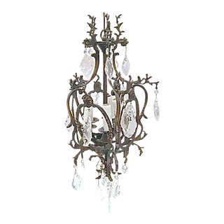 Antique 19th Century Iron & Crystal Chandelier For Sale