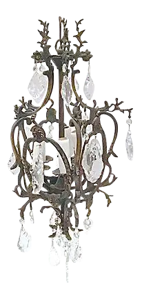 Antique 19th Century Iron & Crystal Chandelier