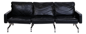 Vintage PK 31 3 Sofa in Black Leather by Poul Kjærholm for E. Kold Christensen, 1960s