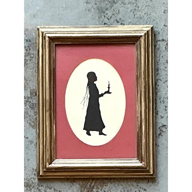 Wood Vintage Silhouette Portrait of Woman in Gold Frame For Sale - Image 7 of 12