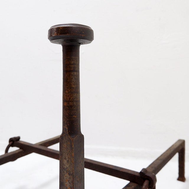 Antique Wrought Iron Andirons, 1890s, Set of 3 For Sale - Image 12 of 13