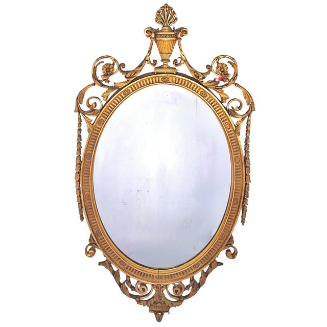 Gold Adam Style Oval Gilt Mirror, English For Sale - Image 8 of 8