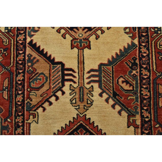 Fine Heriz Runner 3’2” X 10’7” Beige Wool Vintage Hand-Knotted Oriental Rug For Sale - Image 10 of 14