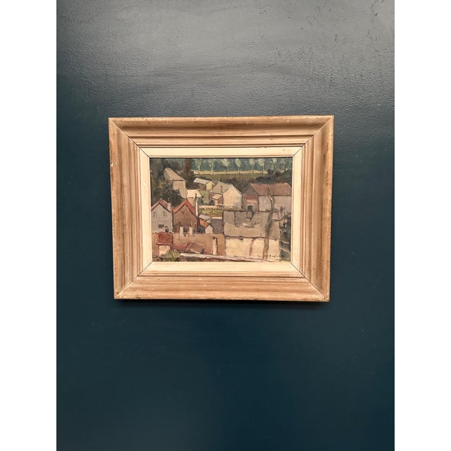 Landscape with Geometric Houses, 1950s, Oil on Panel, Framed For Sale - Image 13 of 18