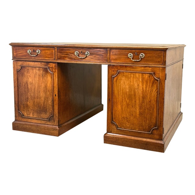 18th Century Georgian Mahogany Pedestal Partners Desk, Chippendale Period, 1760 For Sale