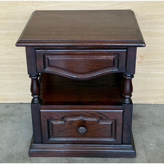20th Century Pair of Solid Carved Spanish Nightstands with Two drawers For Sale - Image 18 of 18