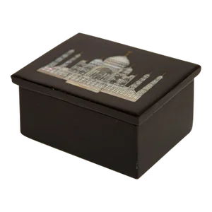 The Taj Mahal Black Marble Box With in Shell Inlaid Agra India 1950's