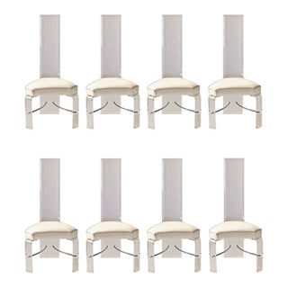 High Back Lucite Dining Chairs - Set of Eight For Sale