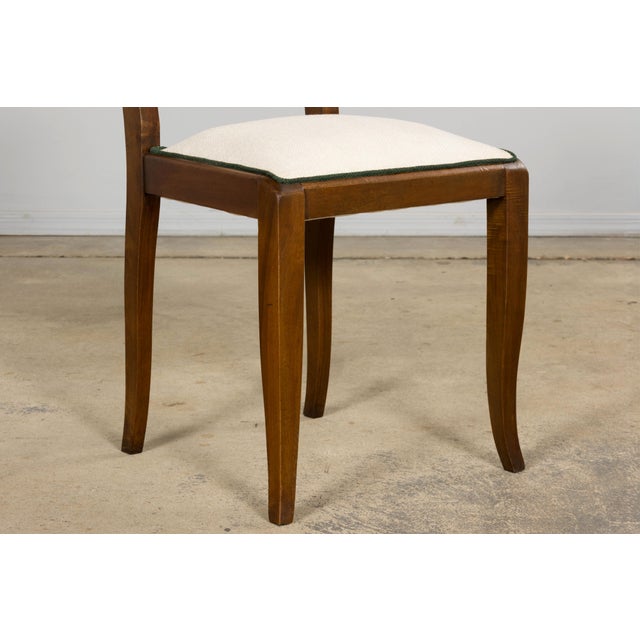 Set of Six 1930s French Art Deco Mustache Back Walnut Dining Chairs For Sale - Image 13 of 18