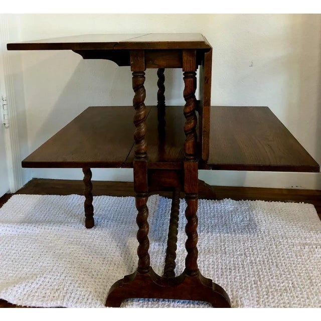 Versatile Double Level, Drop-Leaf, Folding Table With Barley-Twist Legs For Sale In San Francisco - Image 6 of 10