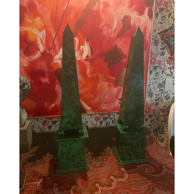 Two very nice handmade and hand painted faux malachite finished Available individually. Handmade and painted in New York....