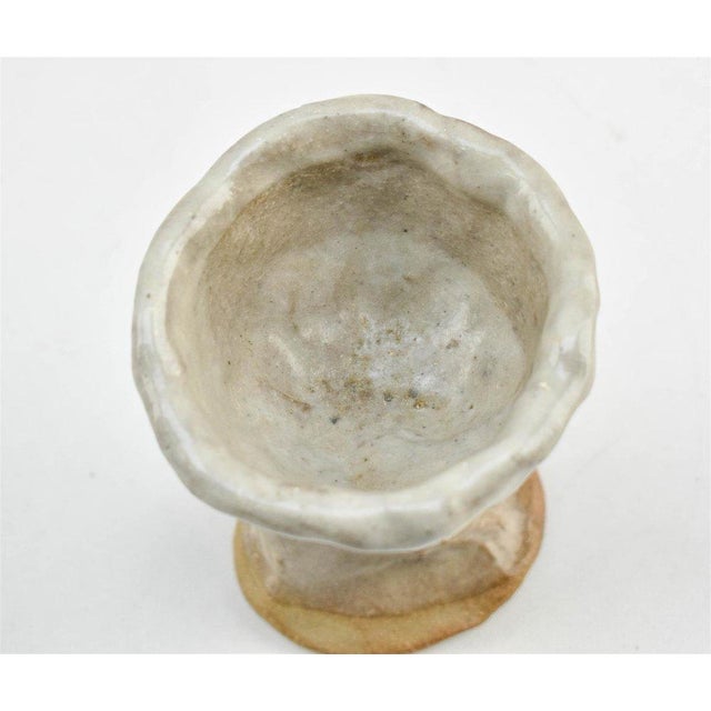 Vintage Naïve Art Pottery Goblet With Hand Pressed Stem Signed Mary For Sale - Image 4 of 6