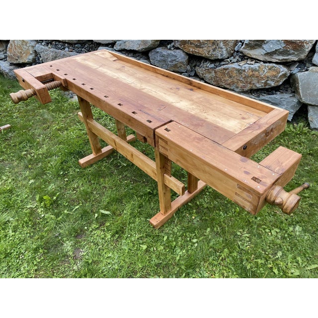 Vintage Rustic Workbench, Germany For Sale - Image 4 of 12