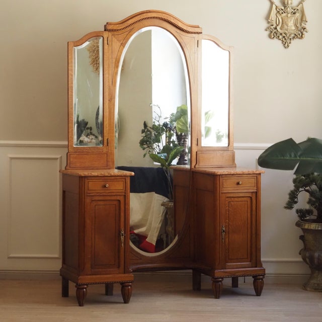 Gründerzeit Dressing Table with Three-Winged Mirror and Marble Top, 1890s For Sale - Image 17 of 17