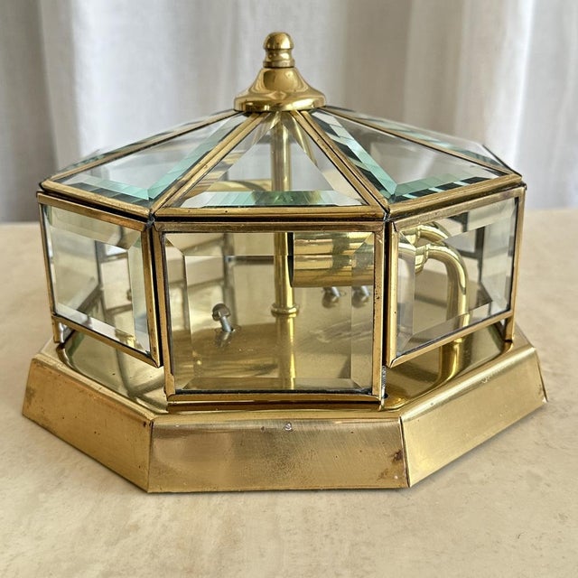 Art Deco Octagonal Brass Wall Lamp with Cut Glass, 1930s For Sale - Image 13 of 18