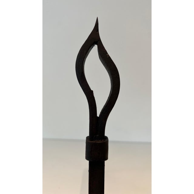 1950s Modernist Wrought Iron Andirons - a Pair For Sale - Image 10 of 12