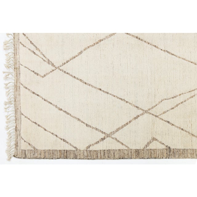 Textile Minimalist Modern Moroccan Beni Ourain Style Hand-Knotted Wool Rug 6x9 For Sale - Image 7 of 10