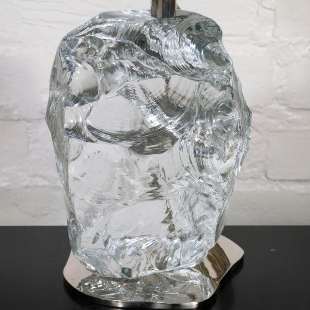 Pair of sculptural glass block table lamps For Sale - Image 9 of 9