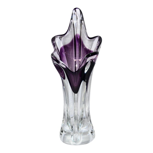 Midcentury Alfredo Barbini Murano Sommeroso Clear & Purple