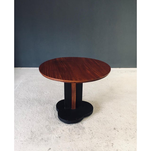 Vintage Art Deco Design Round Side Table. Made in France, 1930's period. Wood constructed side table with cloud shaped...