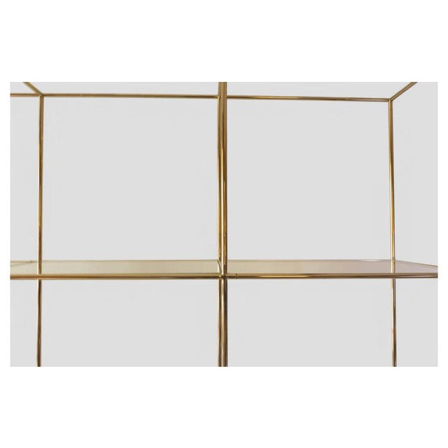 Gold Vintage Brass and Glass Geometric Shelf For Sale - Image 8 of 10